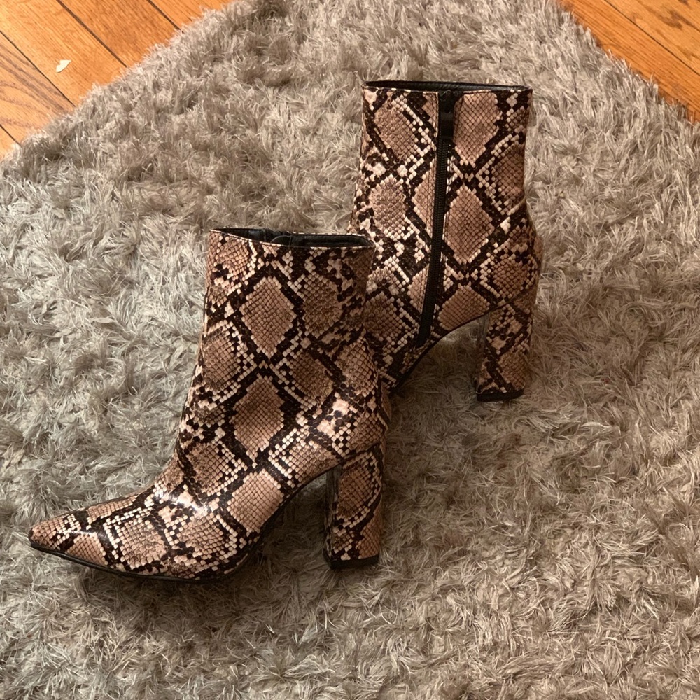 Brown Snake Skin Booties